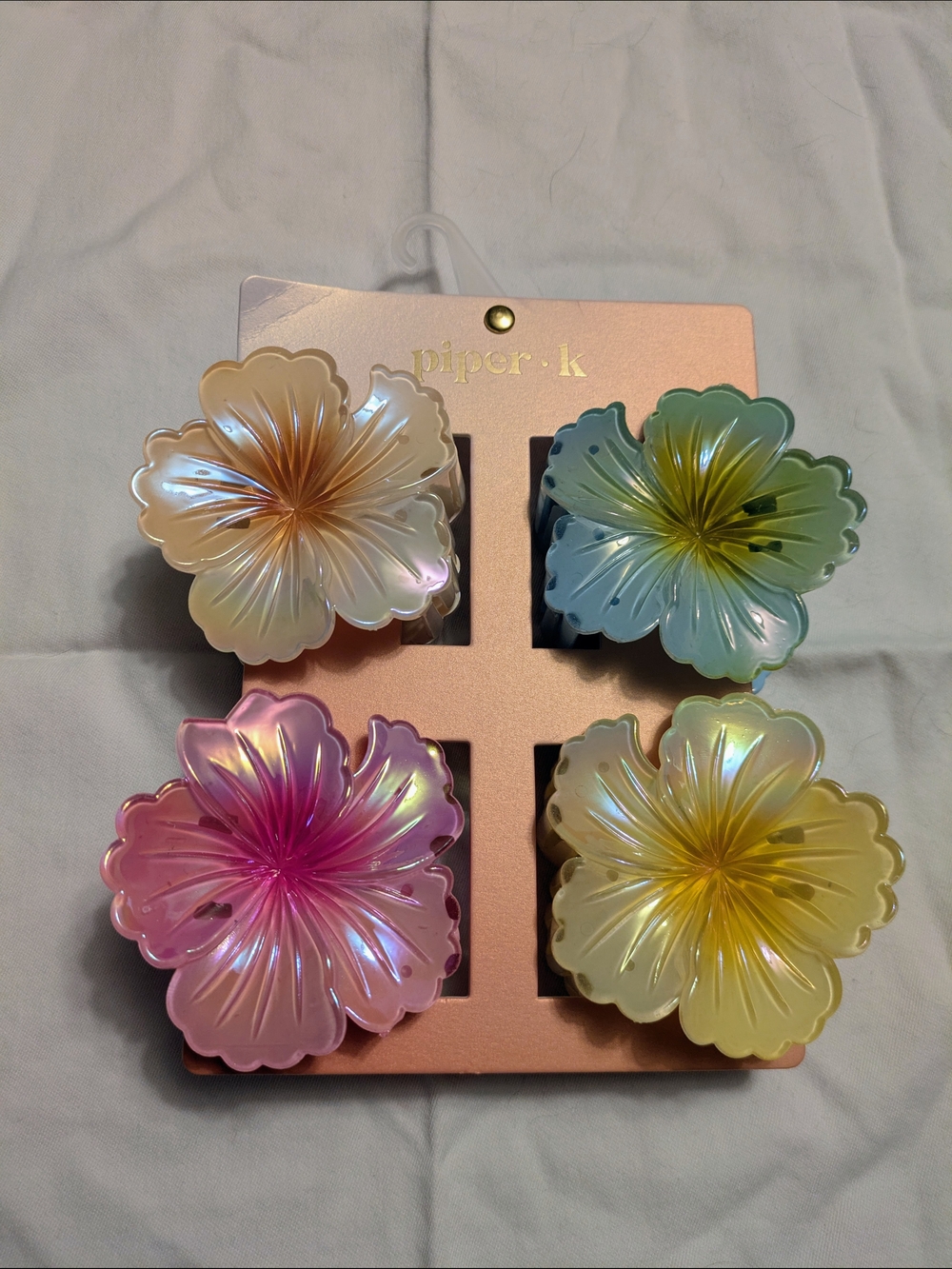 2/$25 - Piper K Iridescent Floral Hair Clips - Set of 4